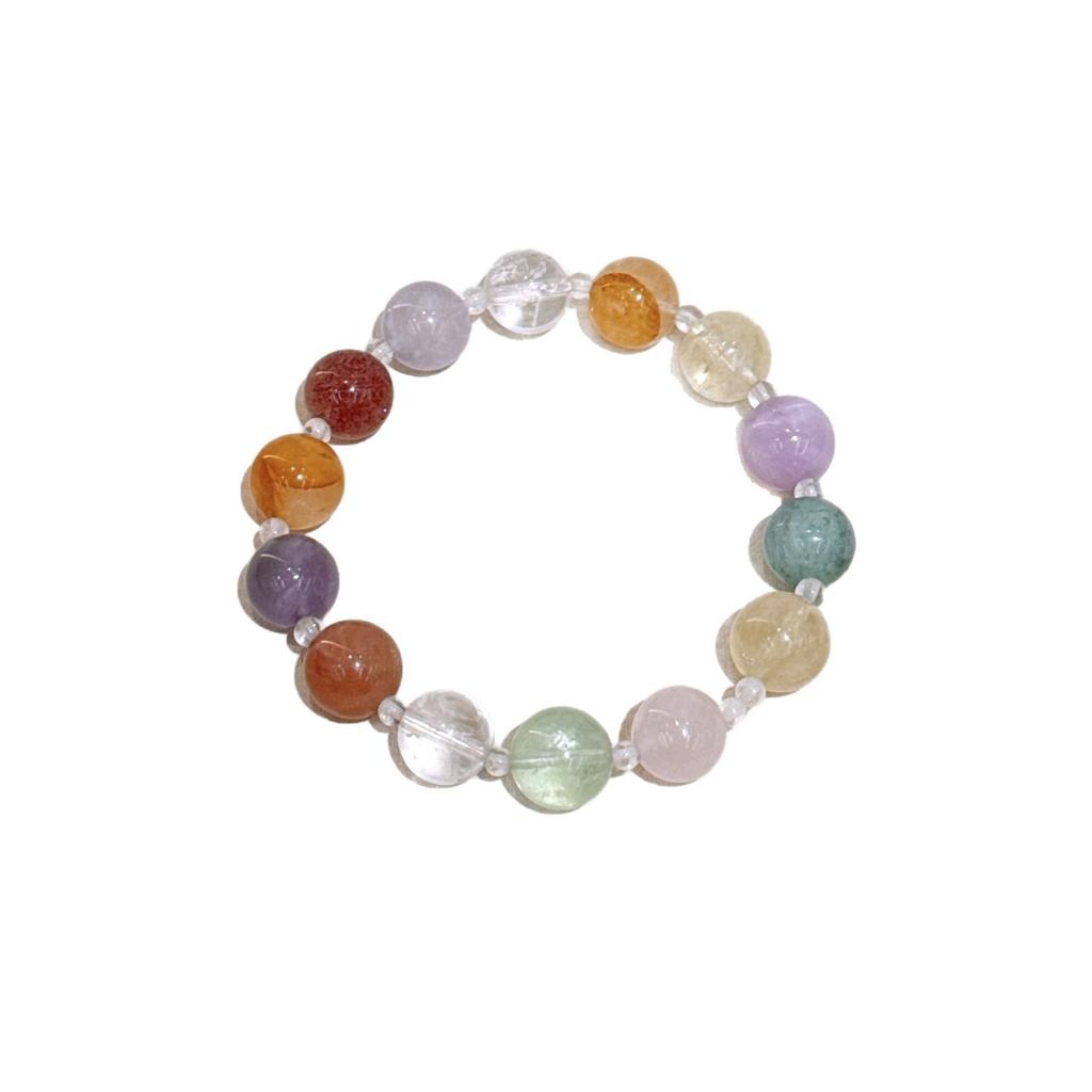 Natural multi-gemstone crystal bracelet Rainbow Candy Color Transfer Beads Unique and versatile bracelet with a niche design