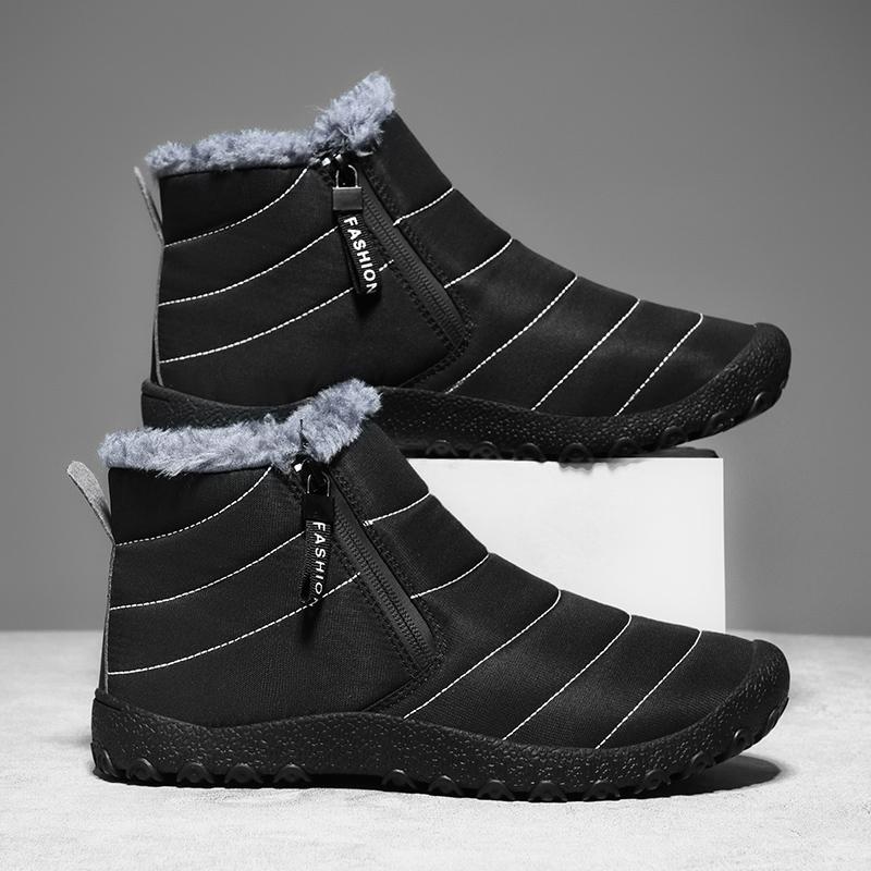 Модные зимние мужские ботинки с плоским дном, удобные износостойкие плюшевые хлопковые туфли для отдыха на открытом воздухе, теплые повседневные кроссовки, зимние ботинки для мужчин