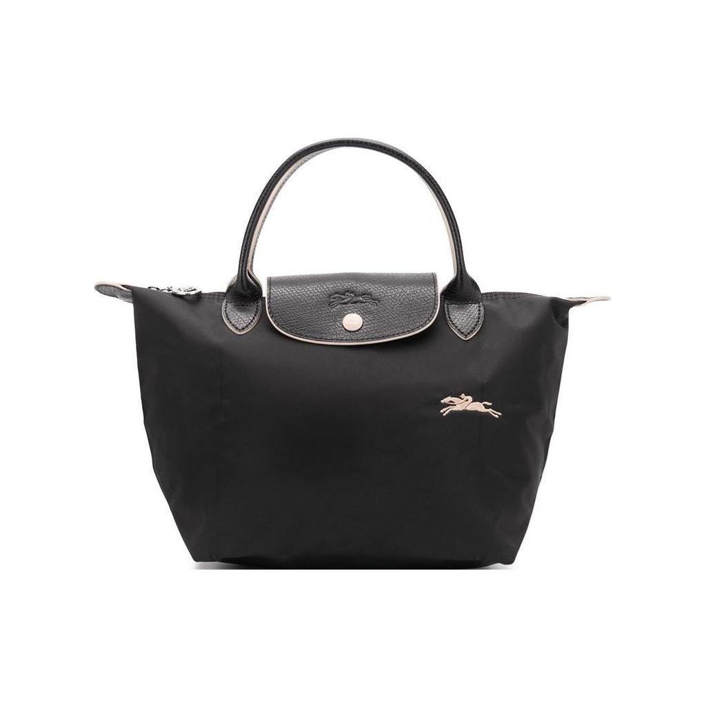 Longchamp Le Pliage Club 23 Сумка-шоппер из нейлонового холста с короткими ручками, большая вместимость, сумка-пельмень, сумка-тоут, маленькие женские сумки-тоут, Черный 1621619001
