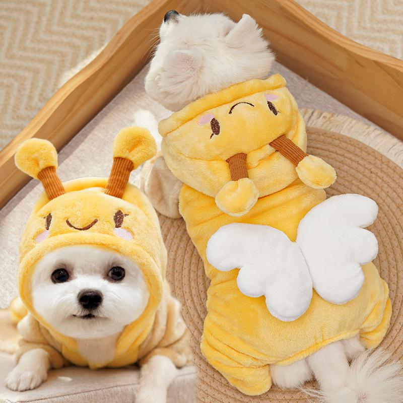 New Small Dinosaur Transforming Dog Clothes Autumn Winter Flannel Warm Teddy Cat Pet Clothes Dog Jumpsuits Rompers