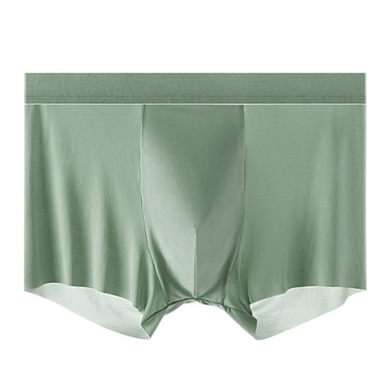 Men Ice Silk Boxer Briefs Mid-rise Waistband Ultra Silk Thin Ice Wide Shorts Underwear Solid Color U-convex Panties
