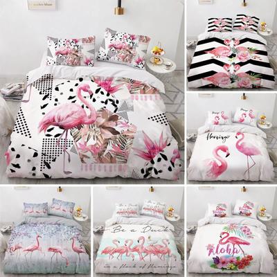 Пододеяльник с изображением фламинго King Queen 3D Pink Animal, комплект постельного белья для детей, подростков, взрослых, пододеяльник с наволочкой в акварельном стиле