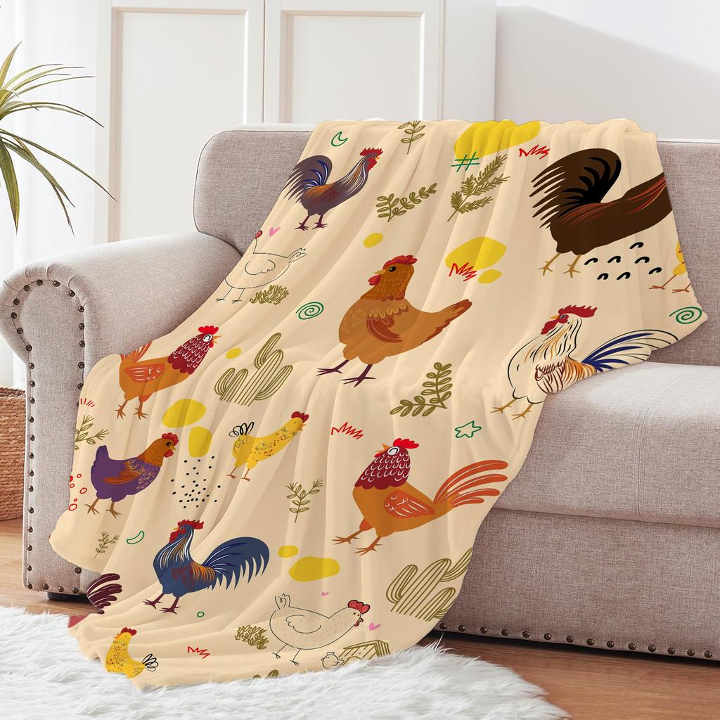Осеннее одеяло-плед на День Благодарения из фланели с милым принтом цыпленка, супермягкое, уютное, для сна, идеальный домашний подарок для нее