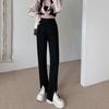 Spring High-Waisted Slit Wide-Leg Plus Size Floor-Length Pants