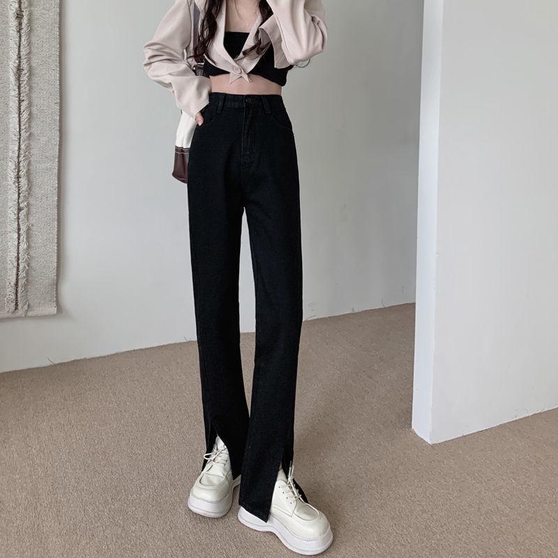 Spring High-Waisted Slit Wide-Leg Plus Size Floor-Length Pants