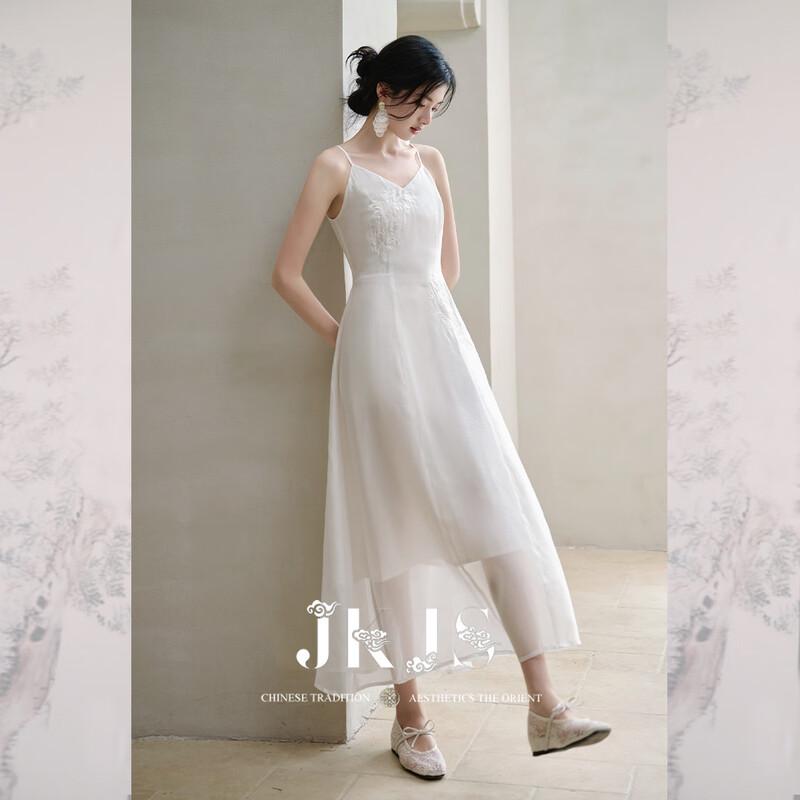 JK&JS 'Floating Cloud Scroll' New Chinese Style Long Slip Dress