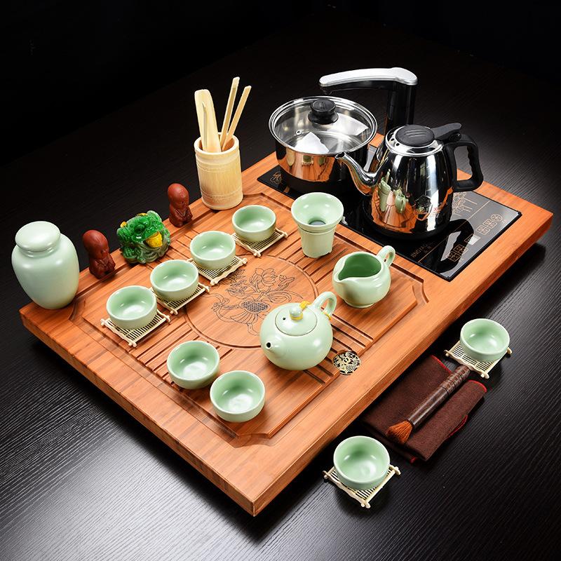 Чайный сервиз кунг-фу, чайник, высококачественный китайский однотонный чайный поднос, бытовая чайная доска, чахай/чайный столик, все товары