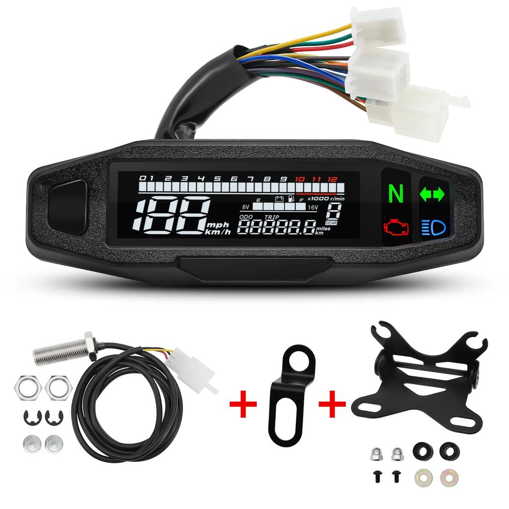 Universal Digital Meters Instrument New Motorcycle Speedometer Oil Gauge Tachometer Cluster Turn Signal Light Indicator
