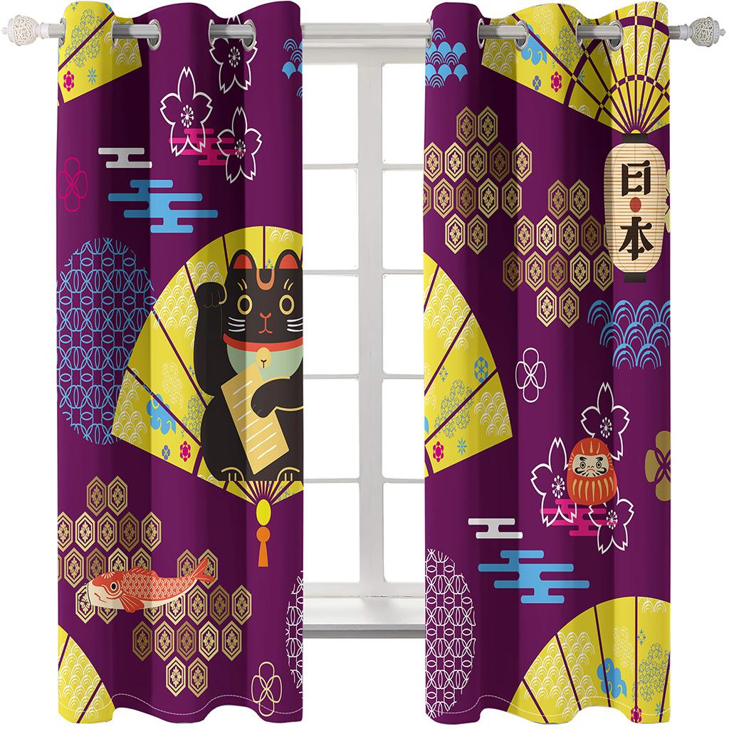 Japanese Landscape Luxurious Flower Window Panel Drapes in Children Bedroom Living Room Hall Treatments Kitchen Decor Drapes Blinds