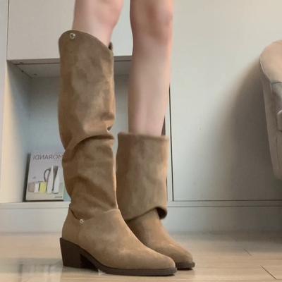 Версия из мягкой кожи~ Темпераментный острый носок, французская мода, универсальные, скрывающие полноту и подчеркивающие ноги, ботильоны и модные женские ботинки на толстом каблуке