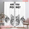 2pcs 2D Flat Printing Curtain ARE YOU POOPING Cats Polyester Without Electricity Birthday Party for Holiday Family Portraits