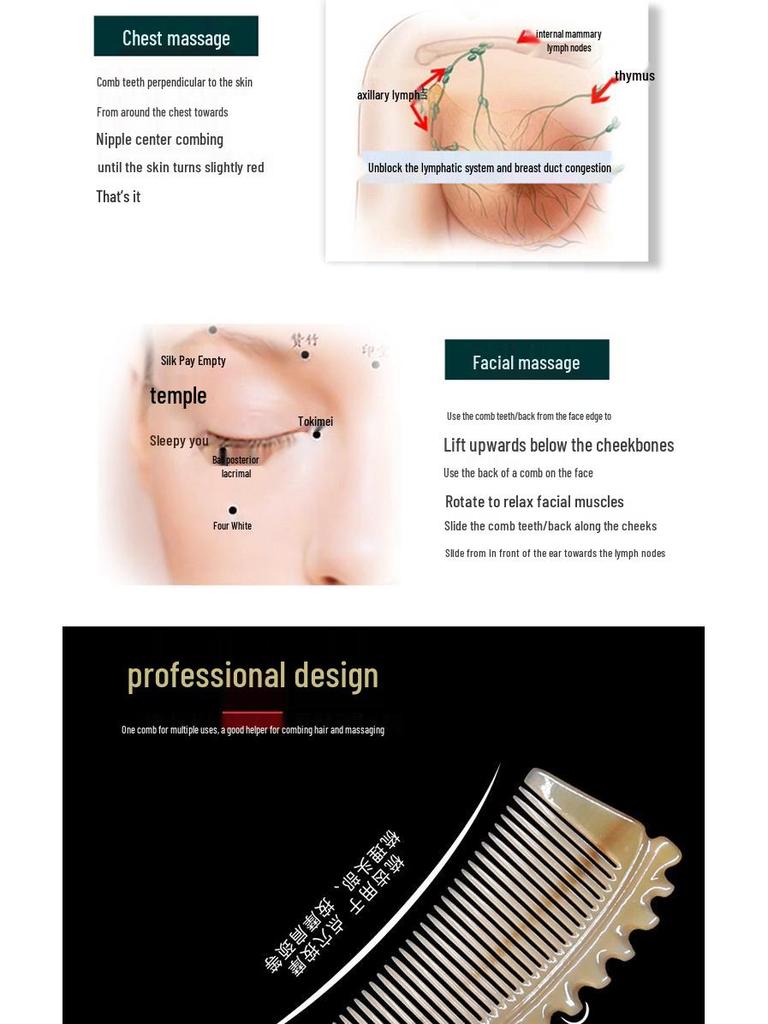 Утолщенная Премиальная Резная Белая Буйволиная Роговая Расческа - Доступны Различные Стилі