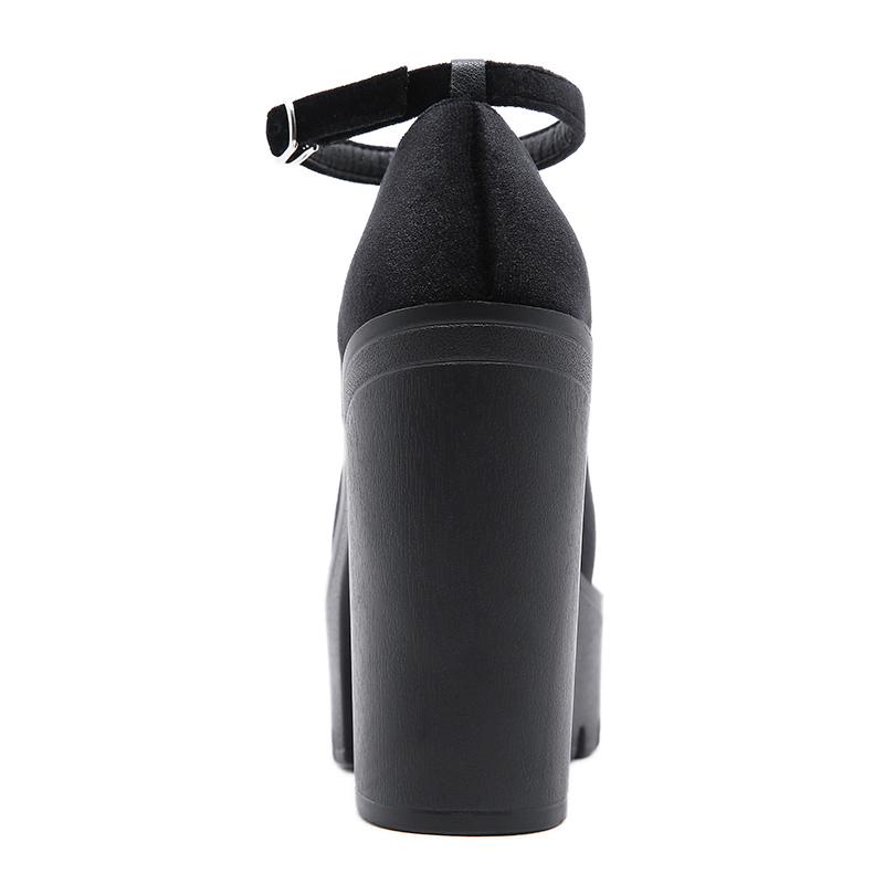 Весенне-осенние пикантные женские туфли-лодочки на платформе, женские туфли на толстом высоком каблуке, женская замшевая уличная обувь на черной резиновой подошве