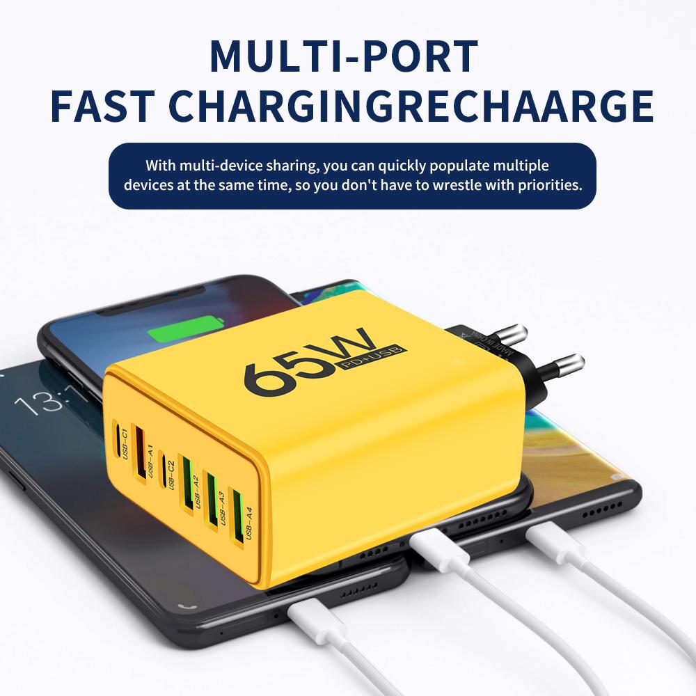 65 Вт USB PD зарядное устройство Muti Plug Ports быстрое зарядное устройство мобильный телефон Type C настенный адаптер для iPhone Xiaomi Samsung Huawei