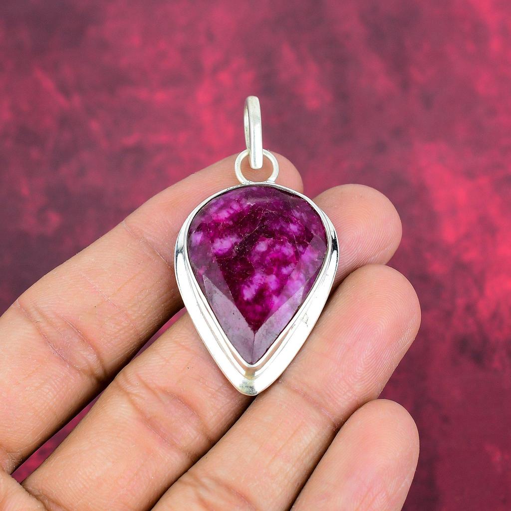 Ювелирные изделия с подвеской из рубина и зоизита, подвеска ручной работы из стерлингового серебра 925 пробы, ювелирные изделия новейшего дизайна