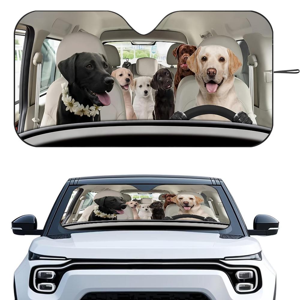 Labrador Retriever Car Sunshade Curtains Heat-insulating Aluminum FilmReusable Suction Cup Blocks UV Rays Sun Visor Protector