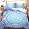 Bohemian Mandala Duvet Cover - Blue Boho Chic Microfiber Bedding Set Twin/Queen/King/Full Size for Kids & Teens