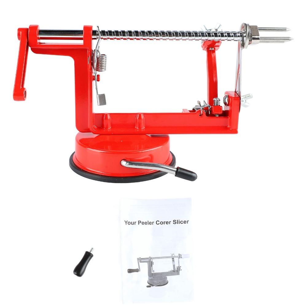 Aluminum Alloy Stainless Steel Apple Peeler Red Spiral Cutter Tool Kitchen Restaurant