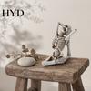 Gothic Yoga Skull Decoration Halloween Skeleton Statue, Funny Dead Figure for Party Decor, Combination Posture Decor Resin Ornament Haunted