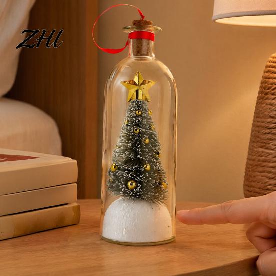 Snowflake Holly Ornaments Recordable Christmas Tree Message in A Bottle, Voice Recording Holiday Keepsake Decorative Ornament for Entryway with