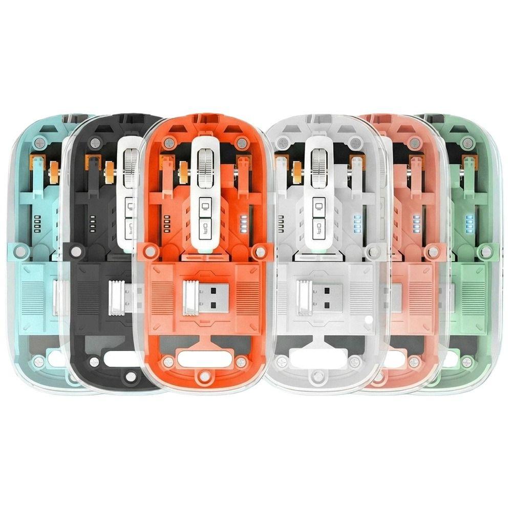 3 Modes Wireless Mouse 2.4GHz/Bluetooth 5.0" Rechargeable Mouse Sleek Transparent Mouse  PC