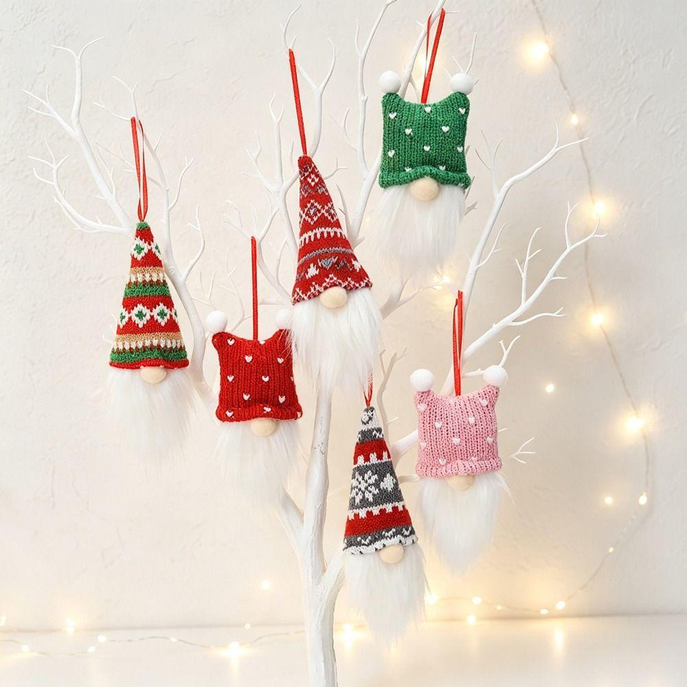 Nordic Style Knitted Doll Pendant Red Grey Xmas Tree Hanging Christmas Decoration Christmas Party