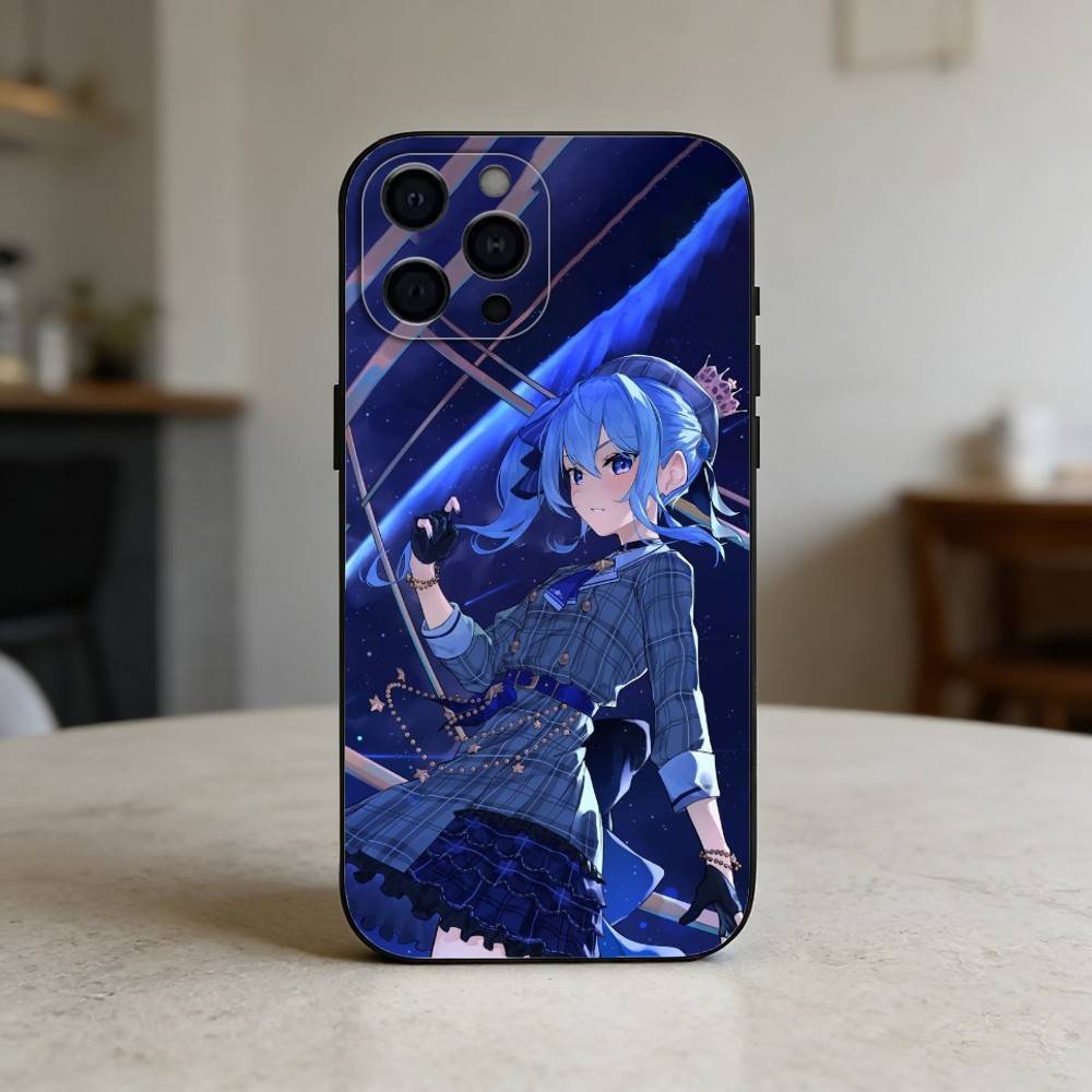 H-Hoshimachi Suisei Phone Case For iPhone 17,16,15,14,13,12,11 Plus,Pro,Max,Mini Silicone black Soft Cover