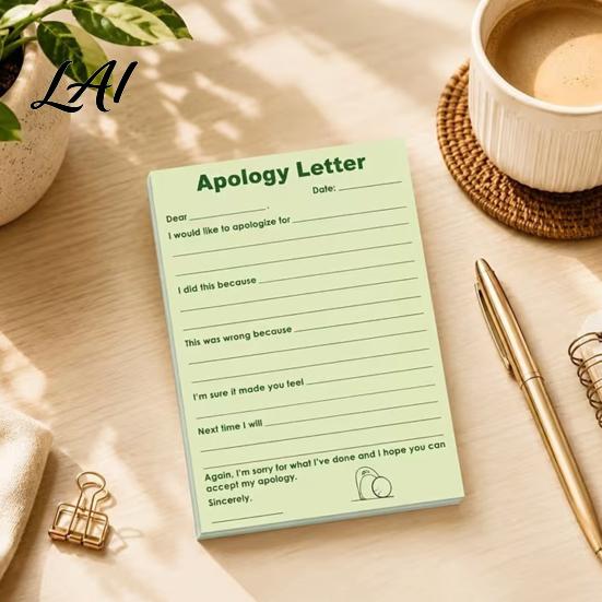 Kids Behavior Improvement Pad Apology Letter Note Pad Guided Template with Tearable Sheets Easy Tear Message Notes Smooth Writing Paper Emotional
