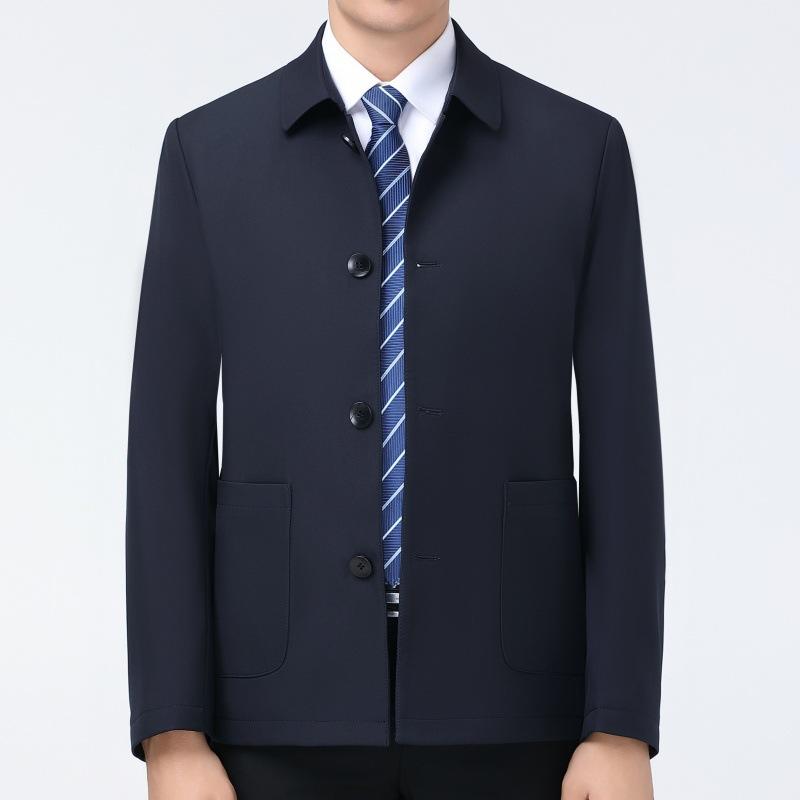 Весенне-осенняя тонкая универсальная повседневная деловая куртка для государственных служащих среднего и пожилого возраста, лацкан весеннего пальто папы