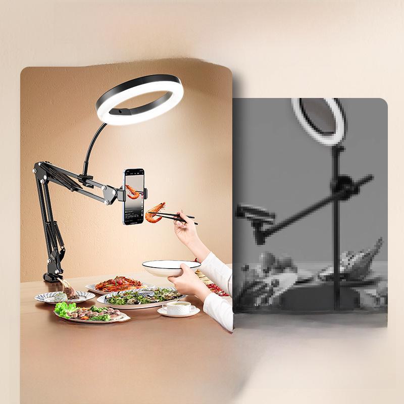 Профессиональная накладная стойка для телефона с заполняющим светом для прямых трансляций, записи на рабочем столе, видеоблогов и фотосъемки книг