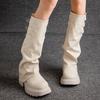 Модные женские туфли на высоком каблуке, высокие ботинки, дизайнерская массивная обувь, зимняя мода, готические челси, женские 2025, новые, повседневные, уютные, женские ботинки