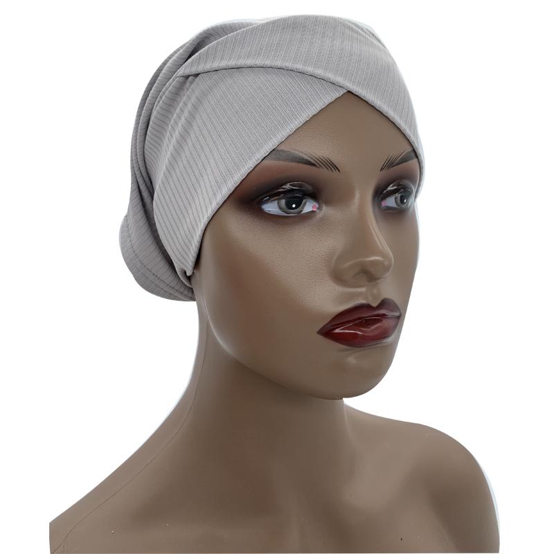 Ribbed Cross Front Under Scarves Muslim Inner Hijab Cap