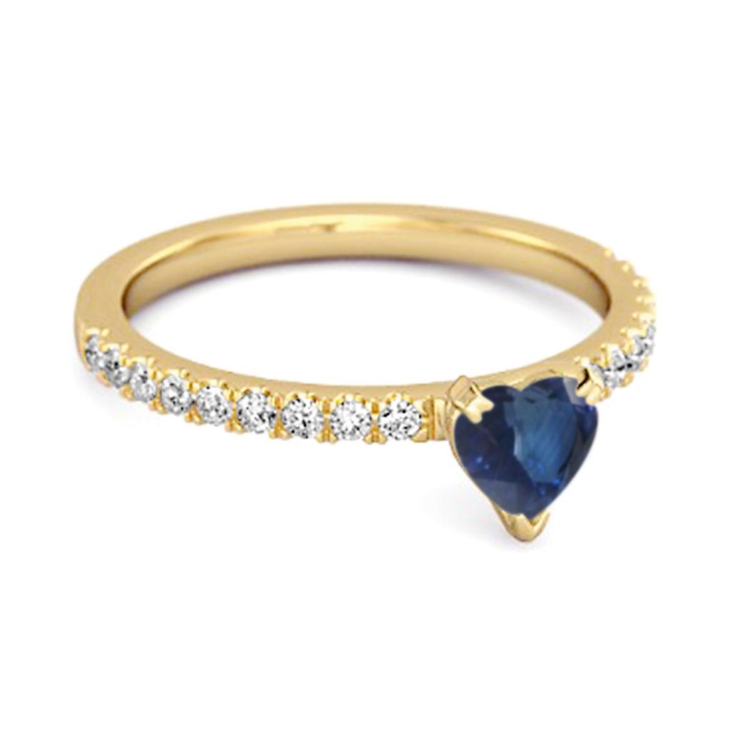 Blue Sapphire Solitaire Ring - 925 Sterling Silver Gold Vermeil