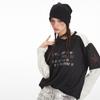 Womens Oversized Long Sleeve Tee With Color-Block Mock Layer Design V-Neck Streetwear Top