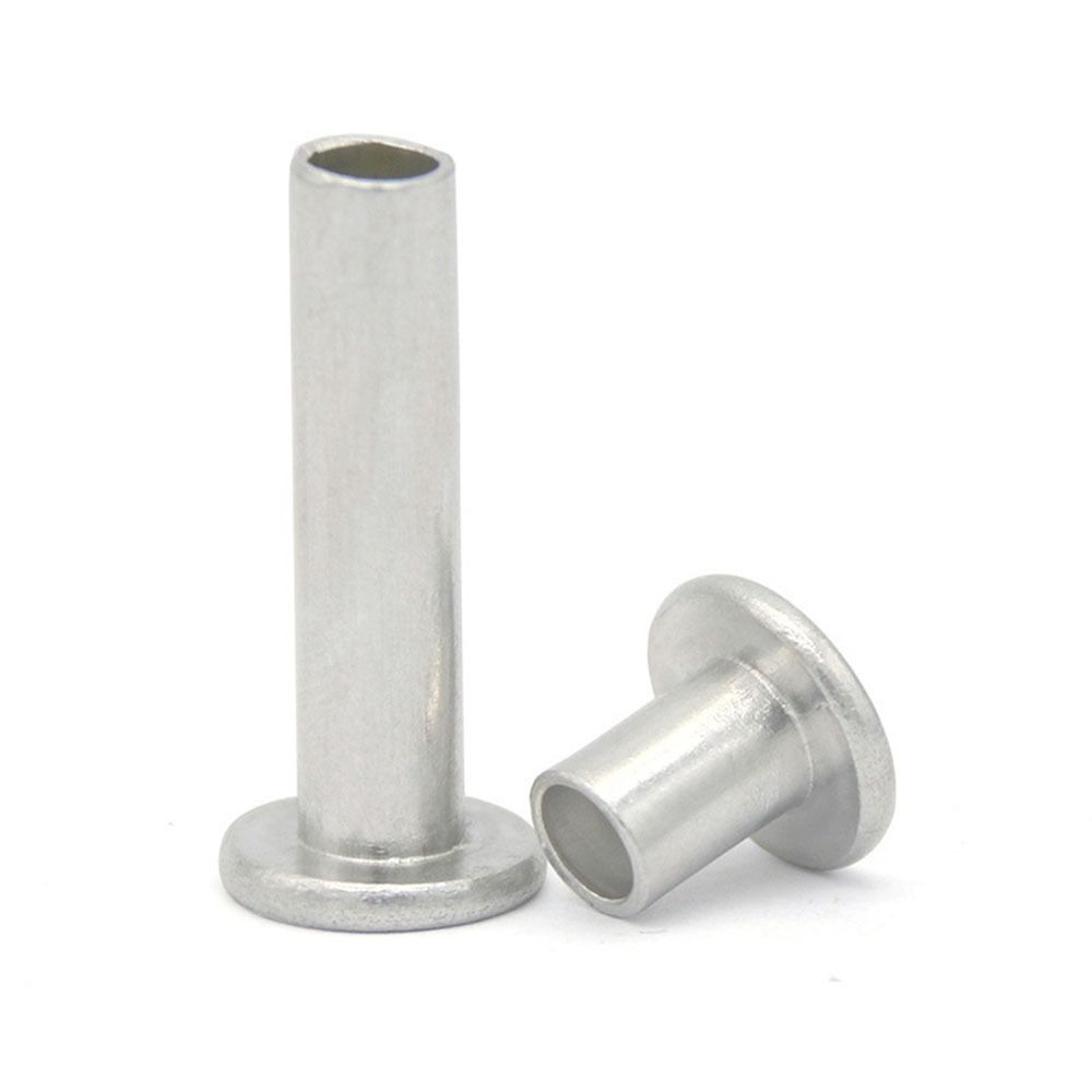 100 шт. M2 M2.5 M3 Полутрубчатые заклепки Серебристый тон Цилиндрический стержень Алюминий Плоская полукруглая головка