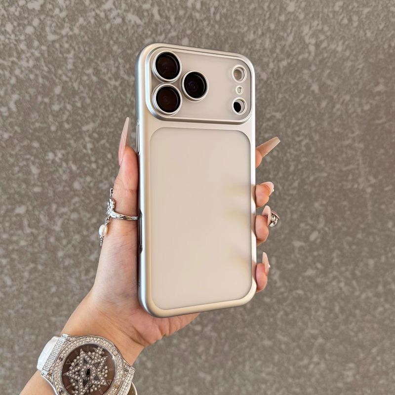 Роскошный Матовый Прозрачный Чехол Для iPhone 17 Air 16 Pro Max Plus Позолоченная Рамка Защита Линзы Пленка Противоударный Жесткий Прозрачный PC Чехол