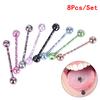 8Pcs/Set Mix Colorful Stainless Steel Ball Tongue Bar Ring Body Piercing Jewelry