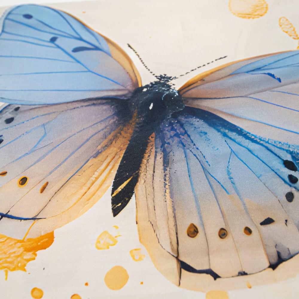 Bedding set 160x200 COTTON SATIN digital print blue butterflies