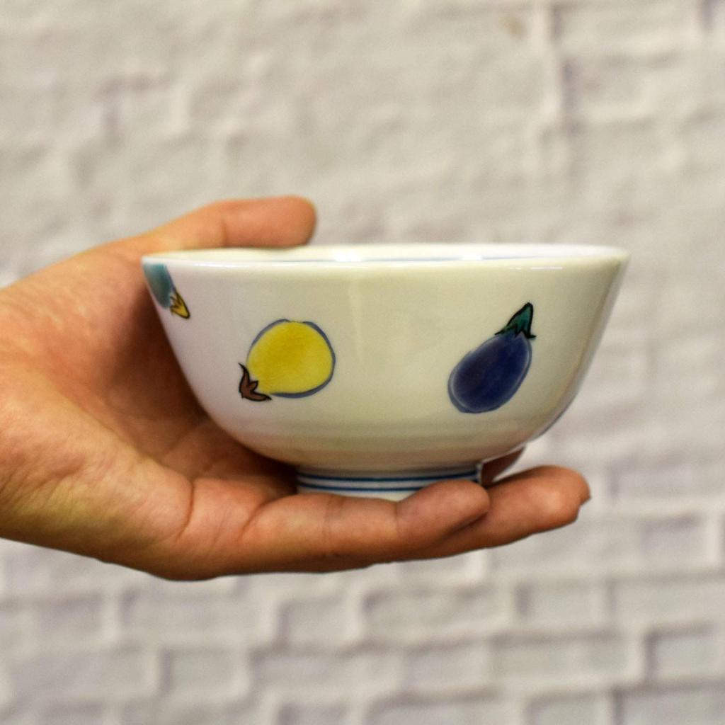 Washa No Kura Tea Bowl Stylish Kutani Ware Rice Bowl Colored Eggplant Ceramic Brand Japanese Tableware Birthday Gift