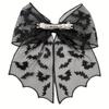 Lace Spider Web Hair Clip Spring Clip Halloween Hairpin Creative Bat Head Veil  Hair Accessories
