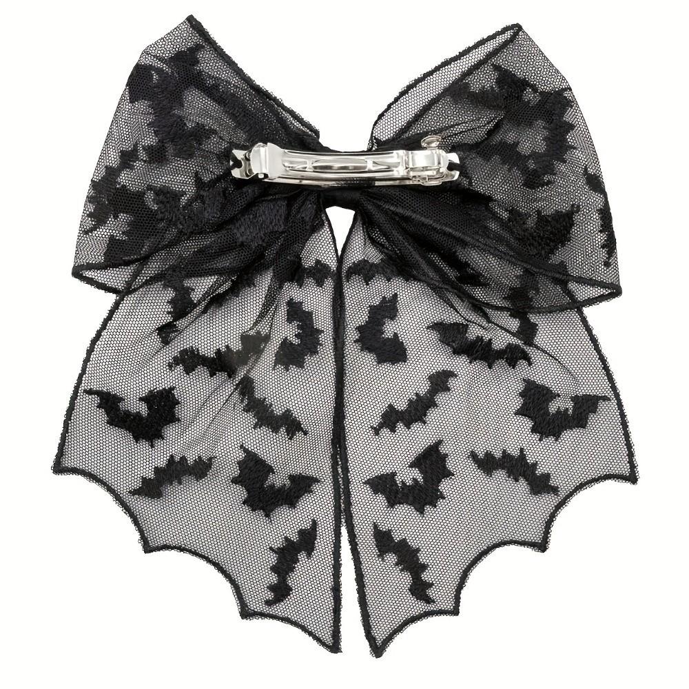 Lace Spider Web Hair Clip Spring Clip Halloween Hairpin Creative Bat Head Veil Hair Accessories