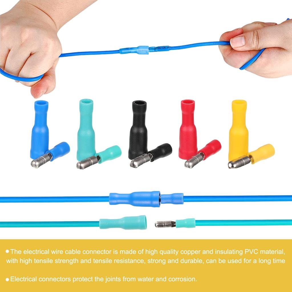 100 Pcs Electrical Connectors, Wire Connectors Insulated Male Female Electrical Terminals & Kits Butt Connectors 0.5-6.0mm² Waterproof