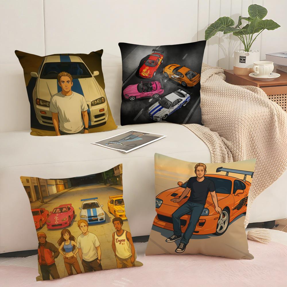 F-Fast And F-Furious Movie Cushion Cover Soft Short Plush Pillow Cover Smooth Cozy Texture Aesthetic Cushion Case Home Decor