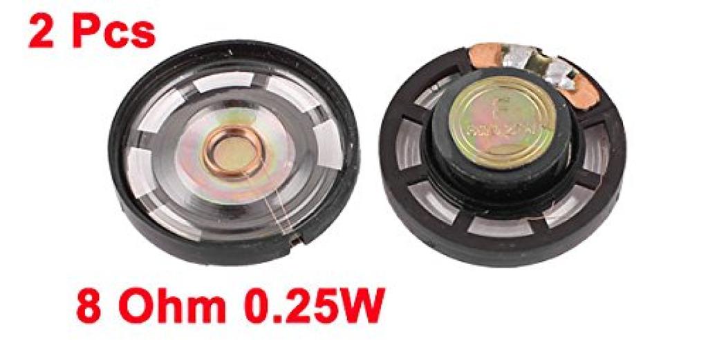 Uxcell Magnetic Speaker Mini Type External Diameter 27mm 8 Ohm 2 Pieces 0.25W