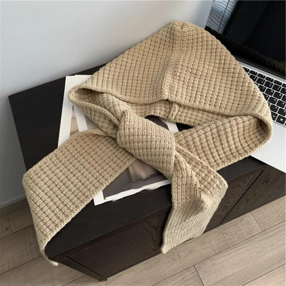 Triangular Knitted Hooded Caps Soft Winter Neckerchief Hat Neck Collar Beanies Caps  Unisex