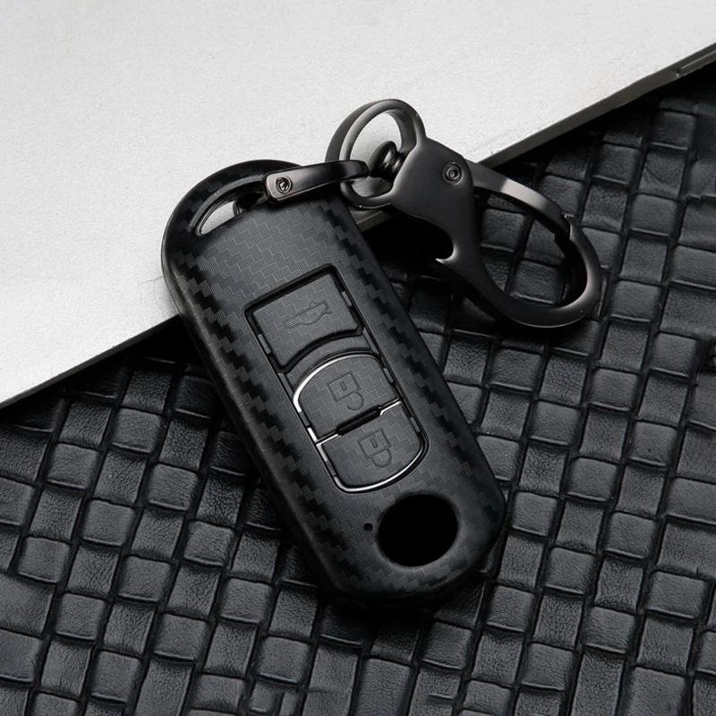 Carbon Car Key Cover Key Case for Mazda 2 3 6 Axela Atenza CX-5 CX5 CX-3 CX-7 CX8 CX-9 2016 2017 2018 2/3 Buttons Auto Bag