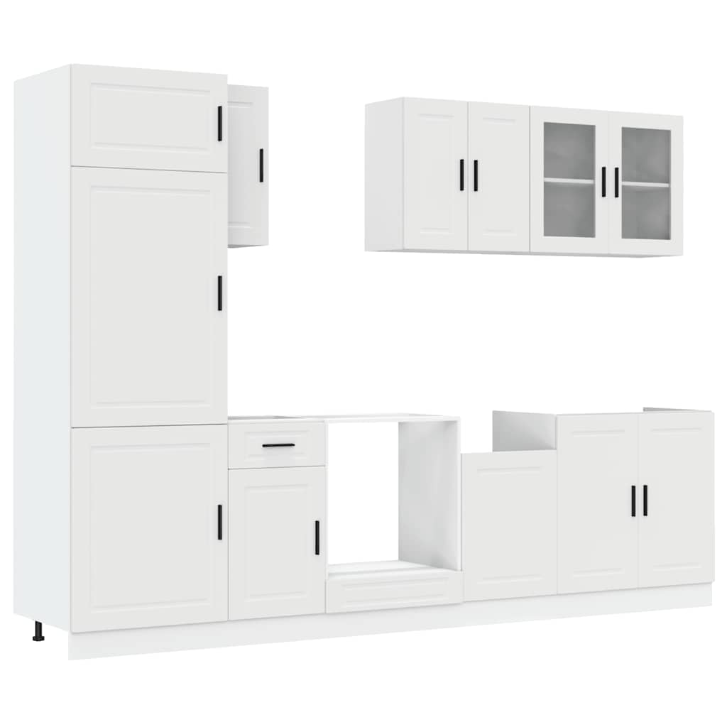 8 Piece Kitchen Cabinet Set Porto in White Particleboard