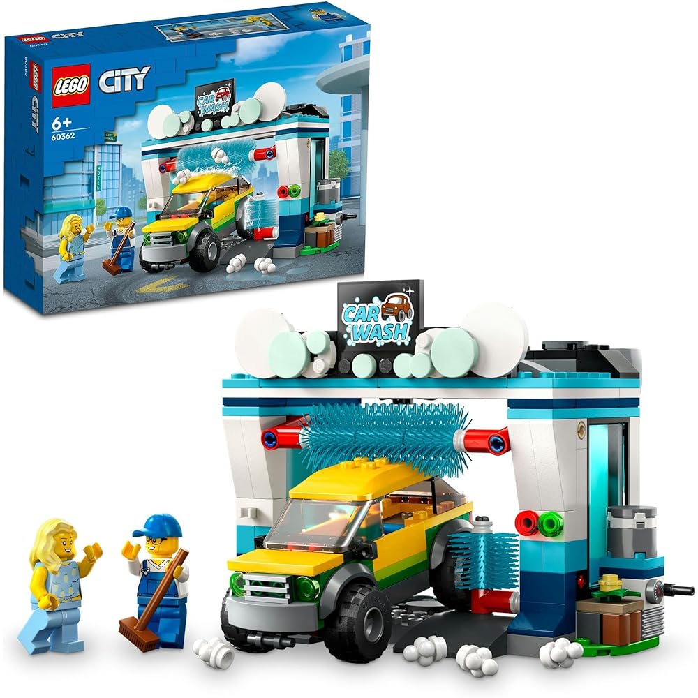 LEGO City Drive-Thru Car Wash Toy Set Building Blocks for Kids Ages 6-9 Creative Play Vehicle Accessories 60362