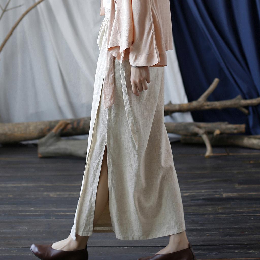 Johnature Женские винтажные льняные бандажные юбки, однотонные осенние высококачественные женские юбки трапециевидной формы
