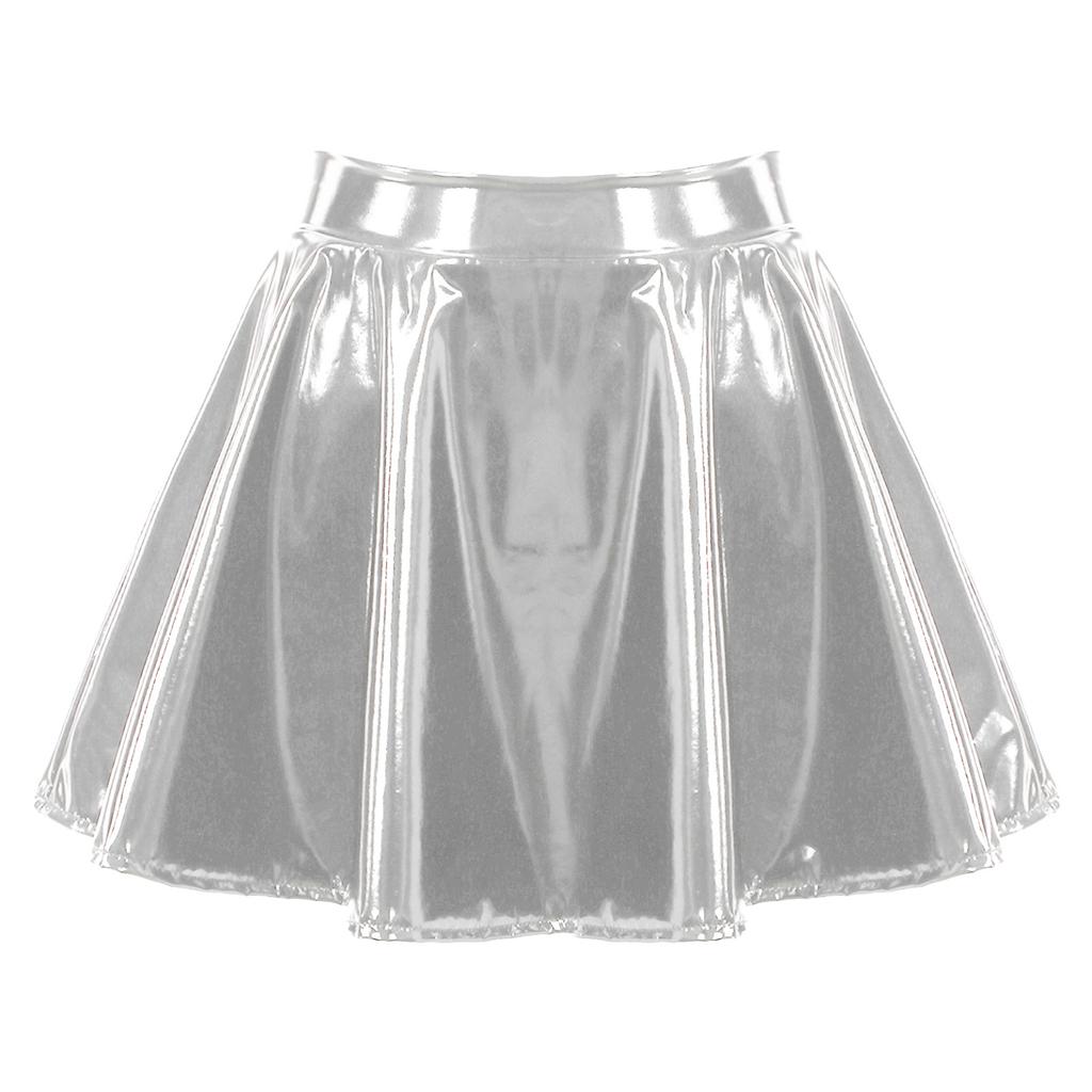 Женская латексная юбка для Rave Party Club, танцевального сценического костюма, женские расклешенные мини-юбки из лакированной кожи с мокрым эффектом